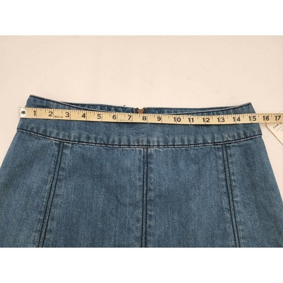 NWT Free People Zip to It Denim Mini Jean Skirt Chloe Wash Women's Sz 8 - Picture 6 of 12
